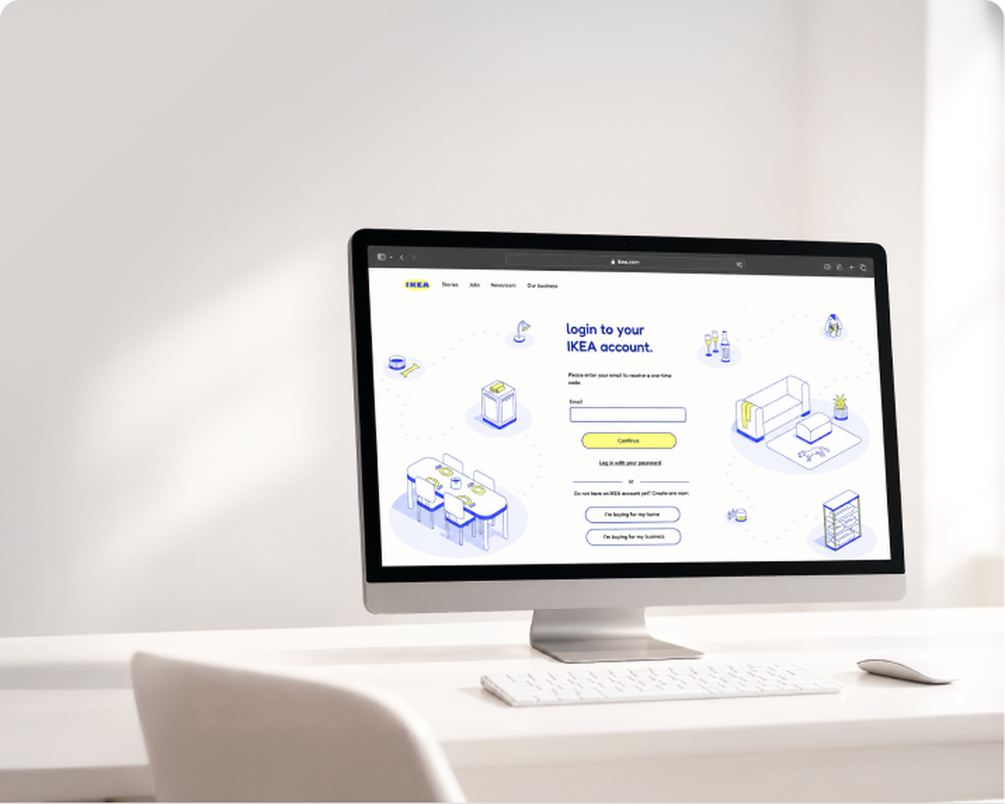IKEA illustration concept on a desktop screen